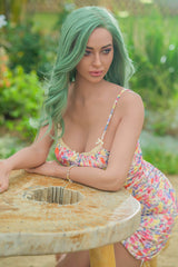 C-cup Zelex Doll 170cm Lebensechte Silikon-Sexpuppe mit Grüne lockige Haare - Teanna